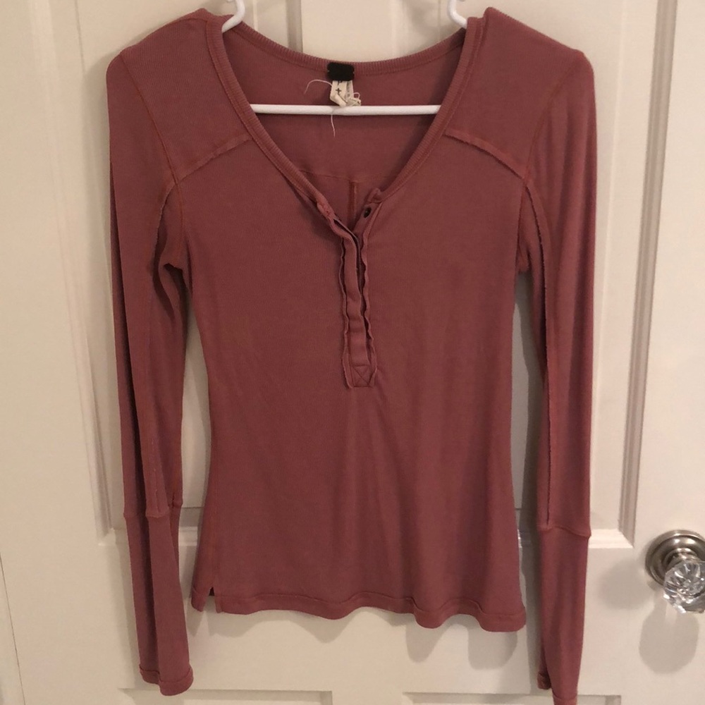 free people pink long sleeve top